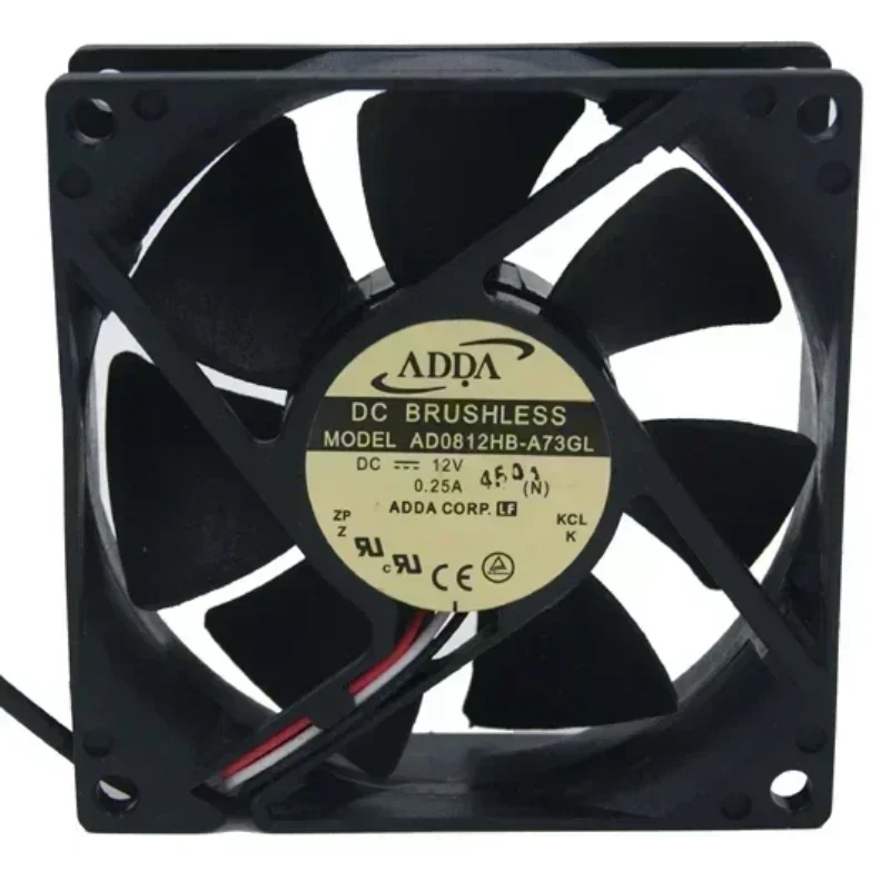 ADDA AD0812HB-A73GL 12V DC 0.25A 80x80x25MM 8025 8cm 3W 3010RPM 38.6CFM Silent Case Projector Axial Fan