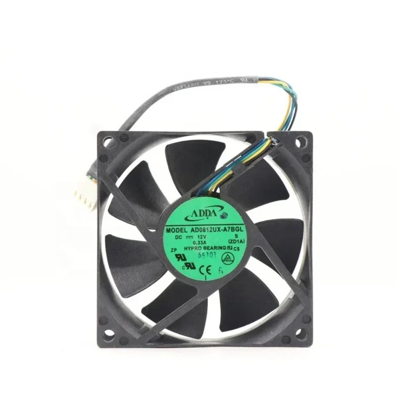 ADDA AD0812Ux-A7BGL 8025 12V DC 0.33A 80x80x25mm 3.96W 3300RPM 4-wire Temperature Controlled Chassis Axial Fan