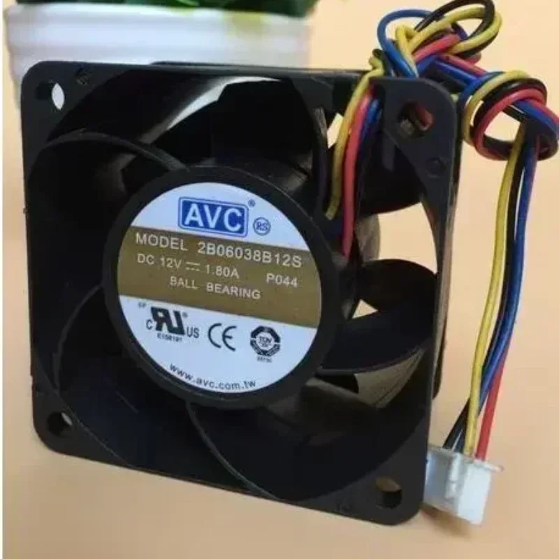 AVC 2B06038B12S 12V DC 1.80A 60x60x38mm 6038 6cm 4 Wires Square PWM Violent Small Axial Fan