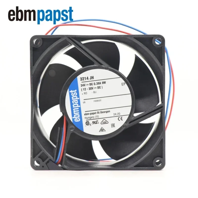 ebmpapst 3214JH 24VDC 92x 92x38mm 9cm 146m3/h 6800RPM Battery Module Telecom Equipment Axial Fan 3214JH4
