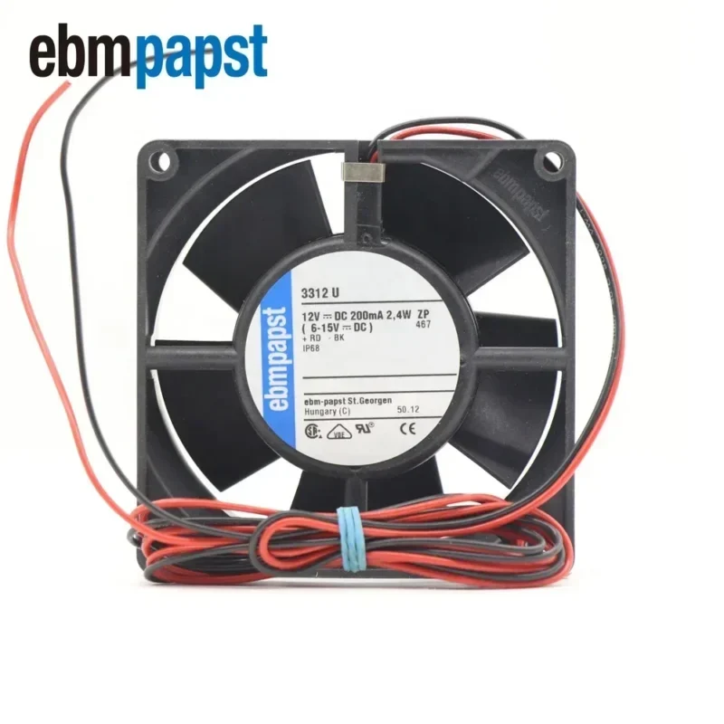 Ebmpapst 3312U 3312 92x92x32mm 12V 9cm 2.8W 0.235A 3000RPM 78m3/h IP68 Waterproof Axial Fan