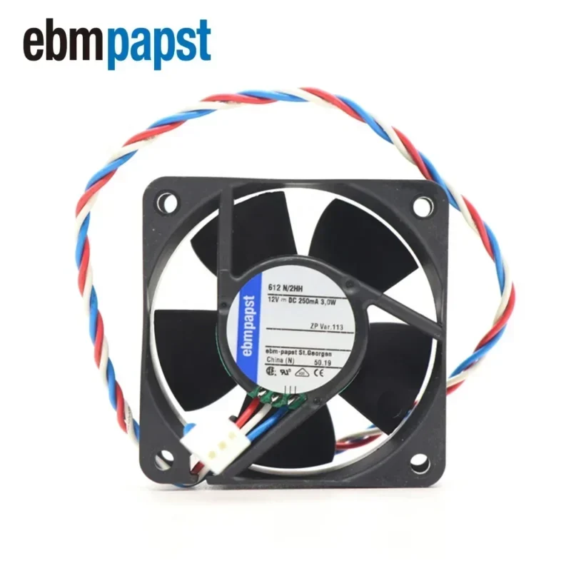 ebmpapst 612N/2HH 612N-2HH 12V DC 6025 60x60x25mm 2.9W 6800RPM 33CFM 41dB 6cm s Small Axial Fan