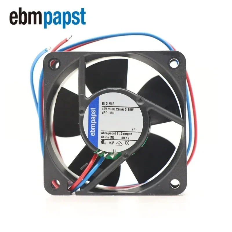 ebmpapst 612NLE 6025 60 x 60 x 25mm 12V DC 6025 21m3/h 2500rpm 33mA 400mW Chassis 6cm Small Axial Fan