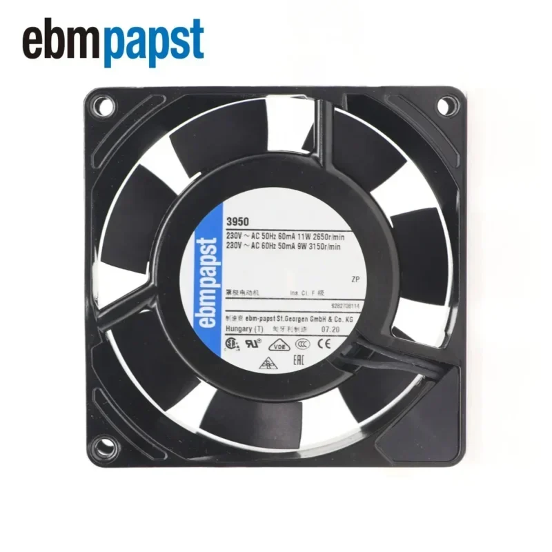 ebmpapst 9cm 3950 230V AC 92x92x25mm11W 48mA 59m3/h 2650rpm Server Axial Fan