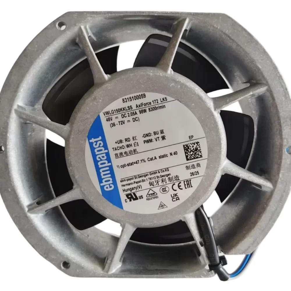 ebmpapst AF172-00059 150MM DC Axial Fan VWLG150KKLSS 8315100059 Ventilation Fan 48V 98W 8300RPM