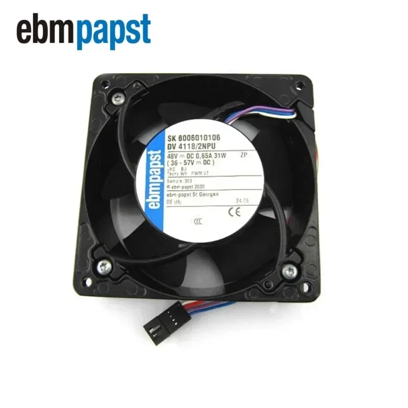 ebmpapst DV4118/2NPU 12038 12cm 48V DC 0.46A 31W 6000RPM 161.9CFM IP55 PWM Server Axial Fan