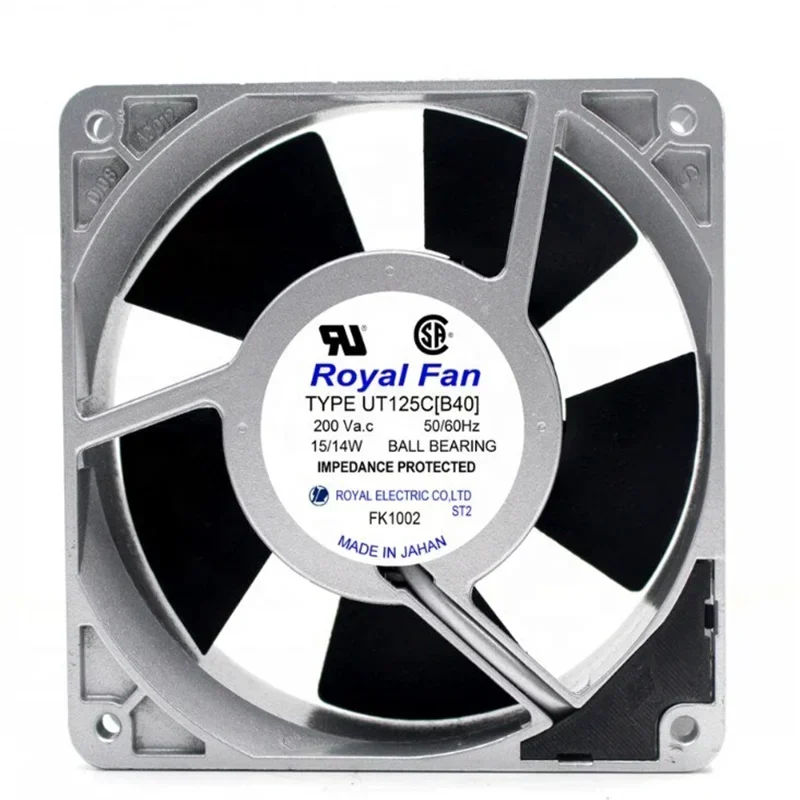 Royal Fan UT125C 12038 120x120x38mm 12cm 200V AC 15/14W 0.075A 2750RPM 130CFM Full Metal Axial Fan