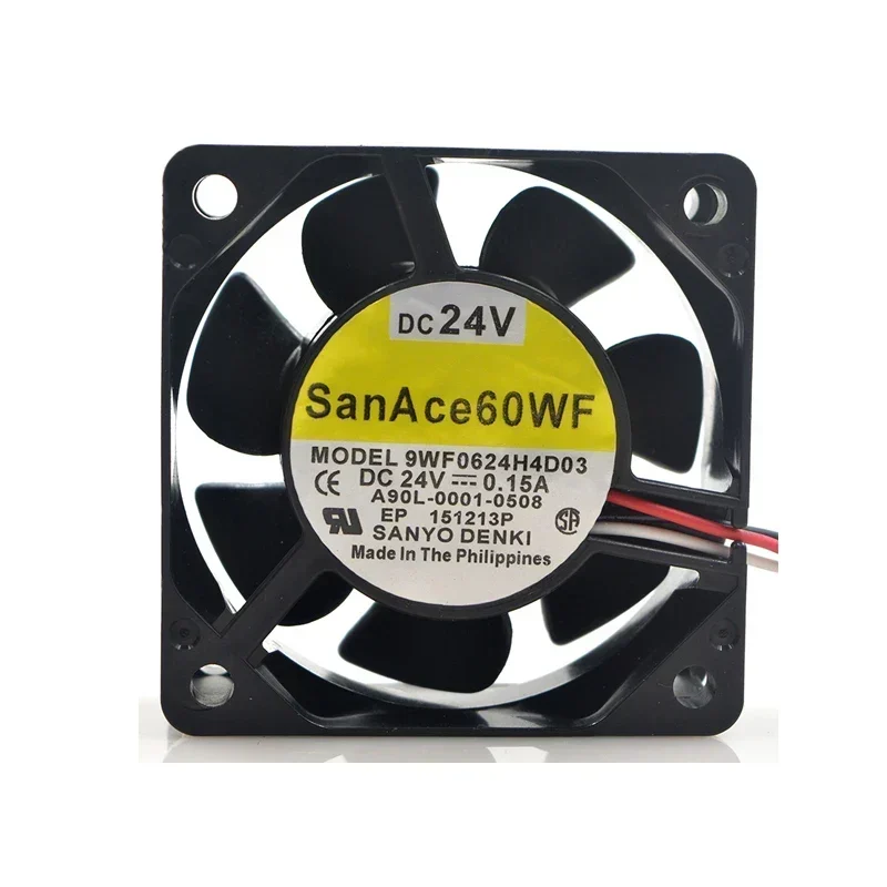 SANYO 9WF0624H4D03 24V DC 0.15A A90L-0001-0508 60x60x25mm 6025 6cm 23.6CFM 6500RPM Small Axial Fan Fanuc CNC