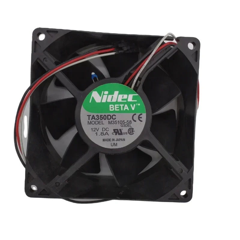 TA350DC M35105-58 NIDEC 92x92x38mm 9238 9cm 12V DC 1.8A 21.6W 130CFM 5700RPM Schneider Axial Fan