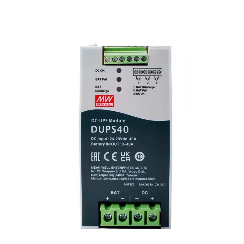 Mean Well DUPS40 24V/40A Uninterruptible Din Rail Type DC UPS Module Power Supply