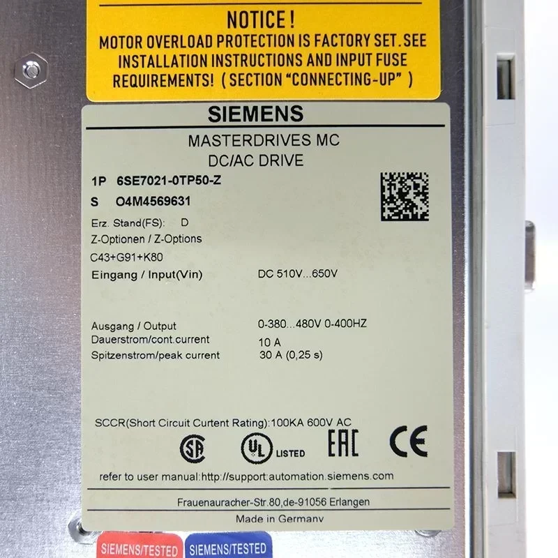 Control Compact Plus Inverter 6SE7021-0TP50-Z Siemens Dc/ac Drive Control Compact Plus Inverter 6SE7021-0TP50-Z Siemens Dc/ac Drive