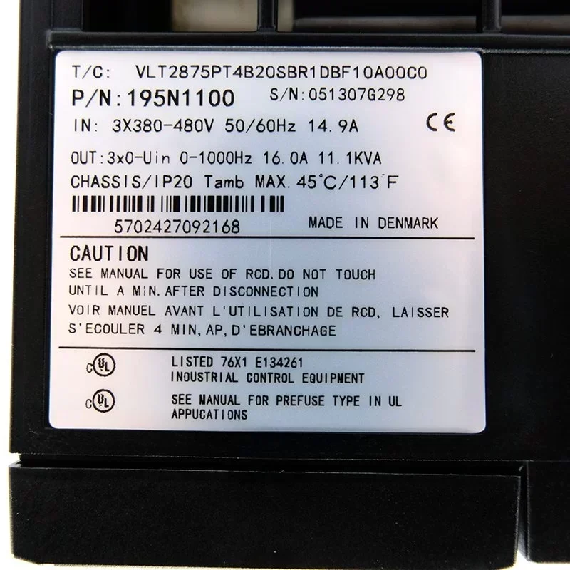 Danfoss 7.5KW Drive VLT2875PT4B20SBR1DBF10A00C0 P/N: 195N1104 Ac Inverter Drives Danfoss 7.5KW Drive VLT2875PT4B20SBR1DBF10A00C0 P/N: 195N1104 Ac Inverter Drives