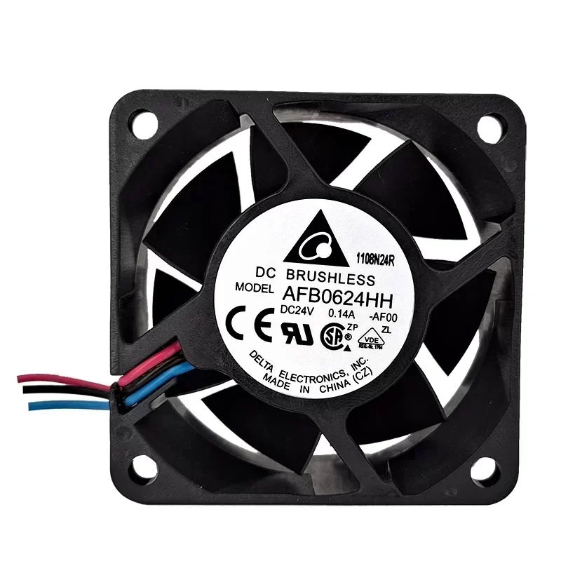 Delta AFB0624HH-AF00 24V DC 0.14A Axial Fan 5000RPM 27.55CFM 60x60x25.4mm Brushless DC