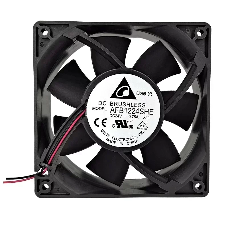 Delta AFB1224SHE-X41 24V DC 0.75A Ball Bearing Cooling Fan 4100RPM 190.48CFM 120x120x38mm Plastic Blade