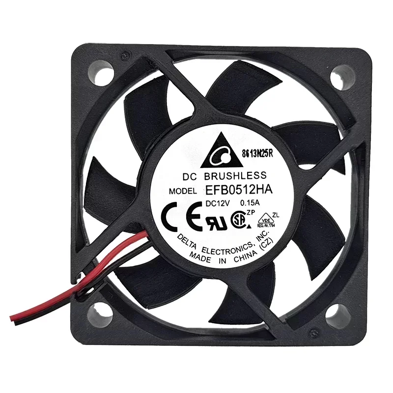 Delta EFB0512HA Axial Fans 12V DC 0.15A 50x50x10mm 11.4CFM Ball Bearing Plastic Blades