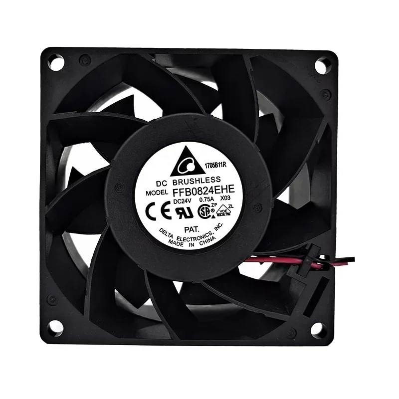 Delta FFB0824EHE-X03 24V DC 0.75A Ball Bearing 80x80x38mm 5700RPM 80.16CFM Plastic Blade Exhaust Fan