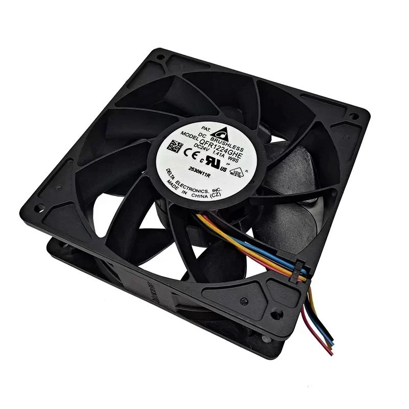 Delta QFR1224GHE-W9S 24V 1.41A 6000RPM 210.38CFM Axial Flow Exhaust Fan 120x120x38mm Ball Bearing