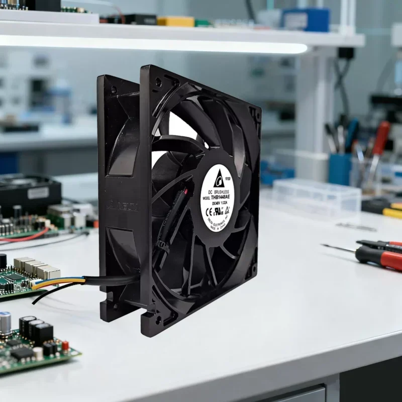Delta THB1448AE 48V 63.36W Axial Fan 140x140x38mm 325.9CFM 6100RPM Plastic Blades Power Source