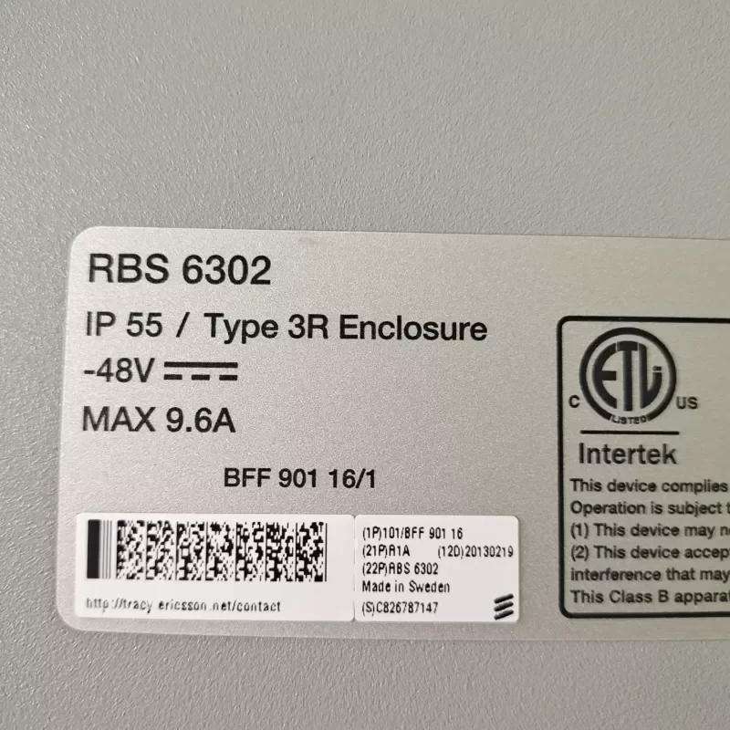 Ericsson RBS 6302 BFF 901 16/1 ODW 30 01 KDU 127 176/1 Equipped Unit (AC ext ant)