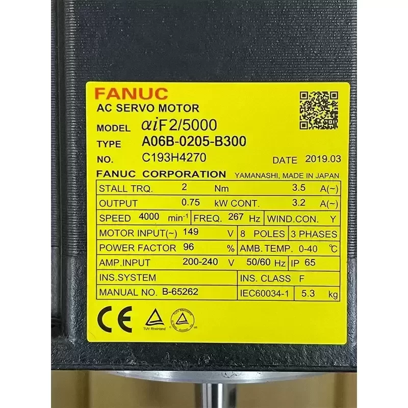FANUC A06B-0205-B300 AC Servo Motor FANUC A06B-0205-B300 AC Servo Motor