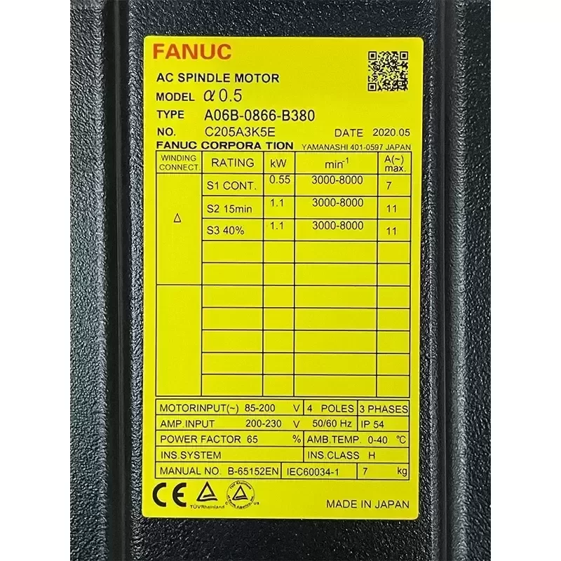 FANUC A06B-0866-B380 AC Servo Motor Electrical Equipment FANUC A06B-0866-B380 AC Servo Motor Electrical Equipment