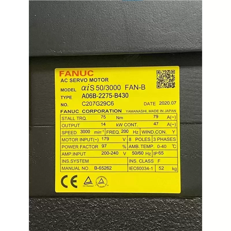 Nice Quality A06B-2275-B430 FANUC CNC Ac Servo Motor with Ethernet Communication Interface Nice Quality A06B-2275-B430 FANUC CNC Ac Servo Motor with Ethernet Communication Interface