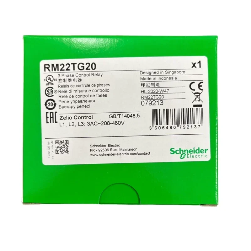 Schneider 3 Phase Supply Control Relay RM22TG20
