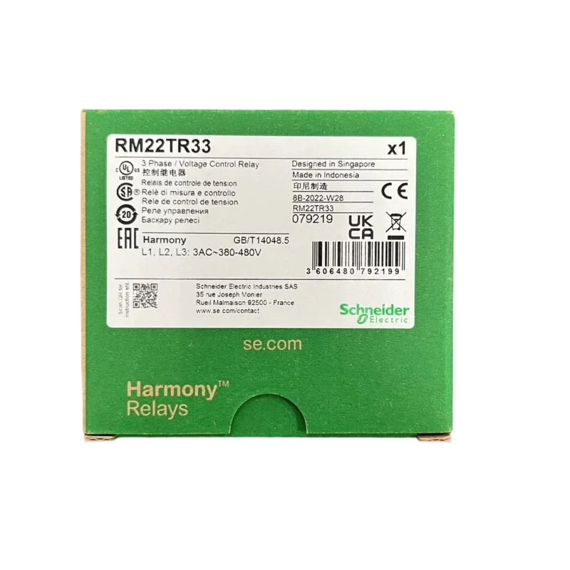 Schneider 3 Phase Voltage Control Relay RM22TR33