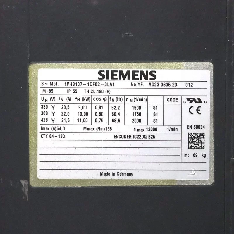 Siemens Simotics M Compact Asynchronous Motor 1PH8107-1DF02-0LA1 Siemens Simotics M Compact Asynchronous Motor 1PH8107-1DF02-0LA1
