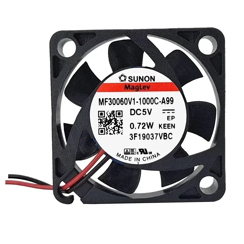 SUNON MF30060V1-1000C-A99 Axial Fan VAPO Bearing 30x30x6MM 5VDC 0.72W 4.9CFM 9100RPM Plastic