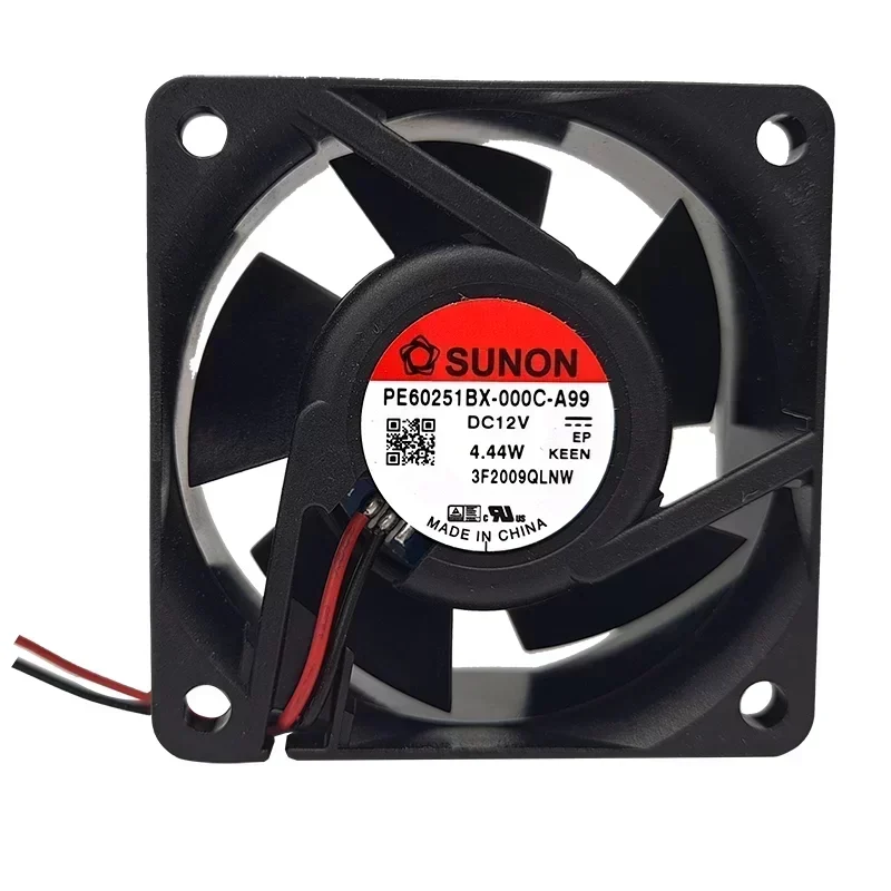 SUNON PE60251BX-000C-A99 Axial Fan Ball Bearing 60x60x25mm 12V 4.44W 40CFM 7600RPM
