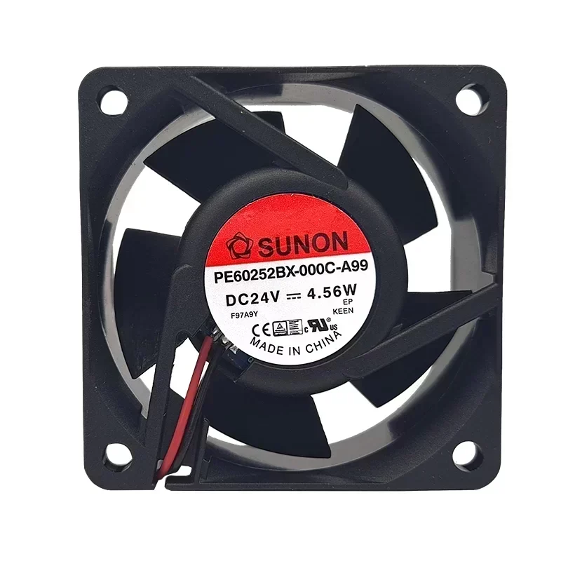 SUNON PE60252BX-000C-A99 Axial Fan Ball Bearing Plastic 60x60x25mm 24V 4.56W 40CFM 7600RPM