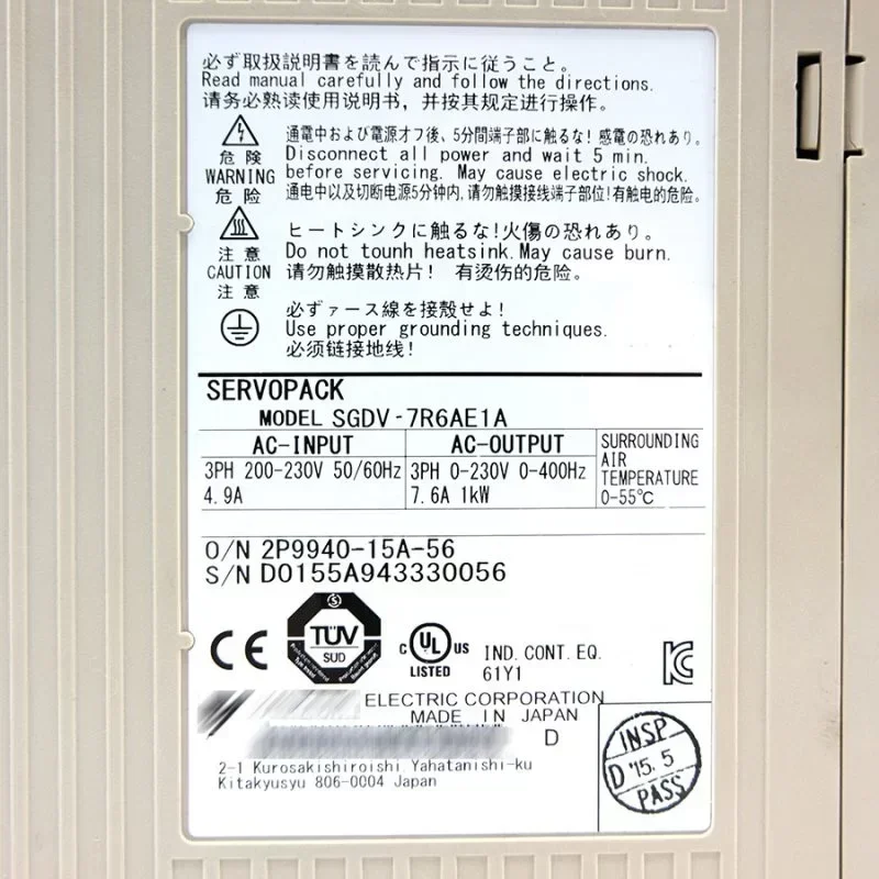 Yaskawa SGDV7R6AE1A Servo Drive Option Module SGDV-7R6AE1A AC Servo Driver