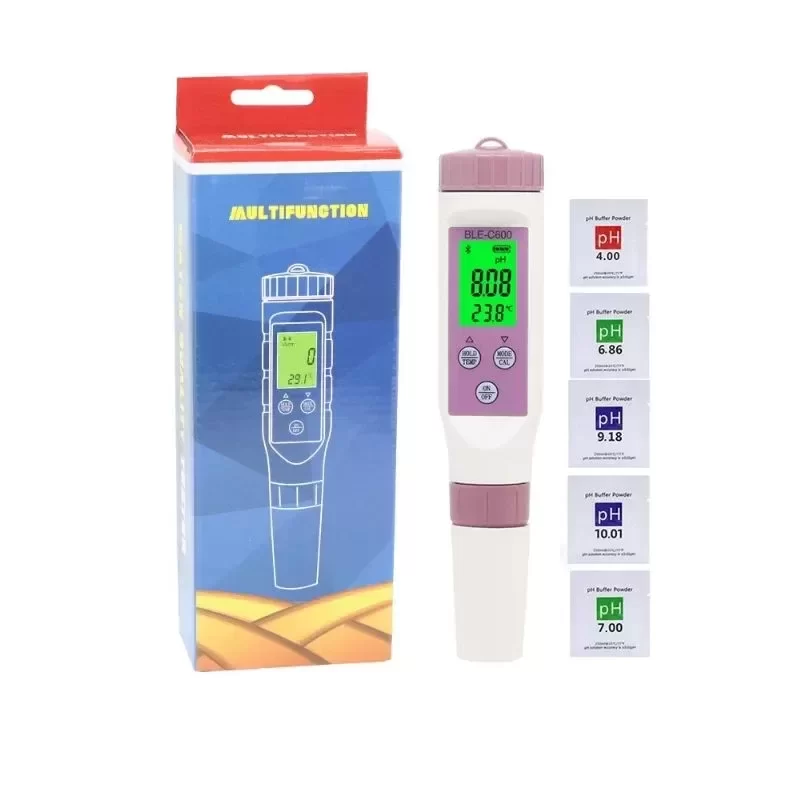 BLE C-600 Seven-in-one Water Quality Pen Salinity Meter PH/TDS/EC/ORP/SG Hydrometer PH Meter