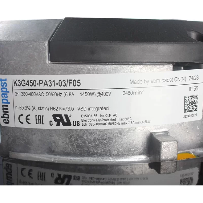 Ebmpapst K3G450-PA31-03/F05 400V 8860m³/h EC Centrifugal Fan Ebmpapst K3G450-PA31-03/F05 400V 8860m³/h EC Centrifugal Fan