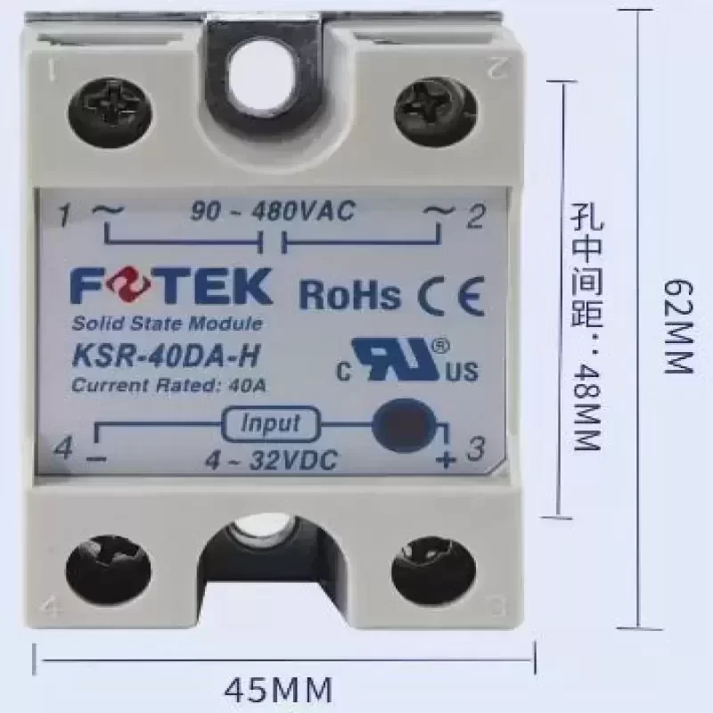 FOTEK KSR-40DA-H Single-Phase Solid State Relay DC Control FOTEK KSR-40DA-H Single-Phase Solid State Relay DC Control