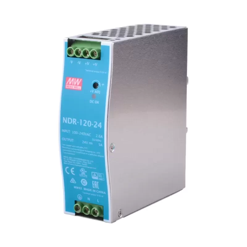 MEAN WELL NDR-120-24 24V 5A 120W DIN Rail Power Supply